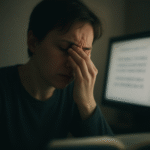 Visión borrosa ou dificuldade para focar depois de um longo dia.